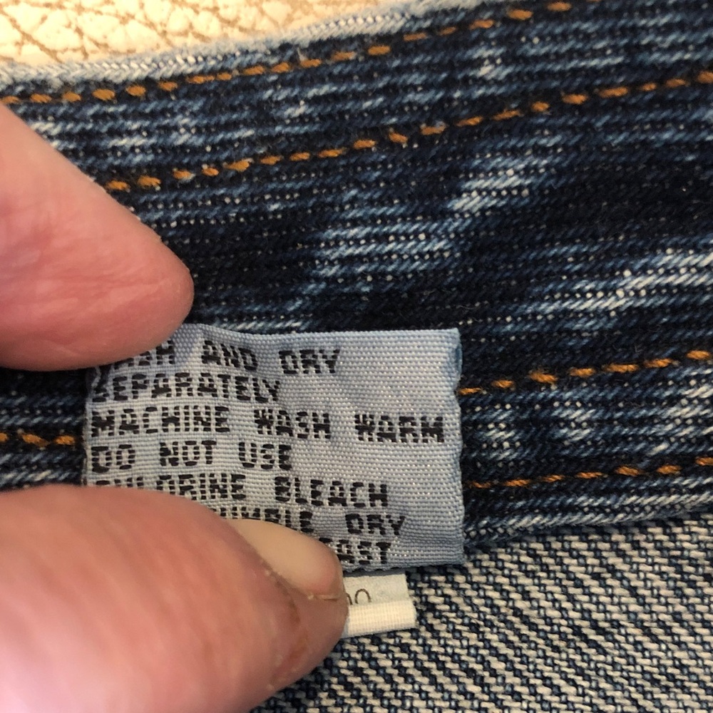 Vintage blue denim midi skirt with gold button front - Picture 3 of 6